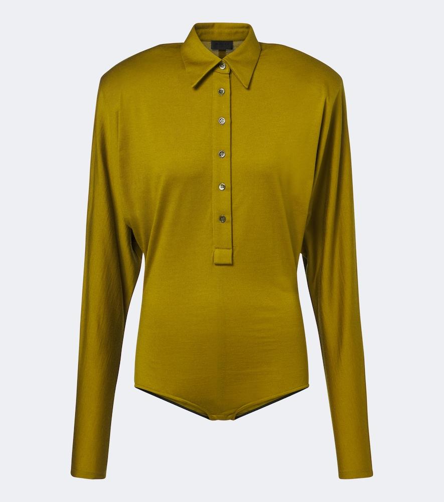 mugler wool-blend bodysuit