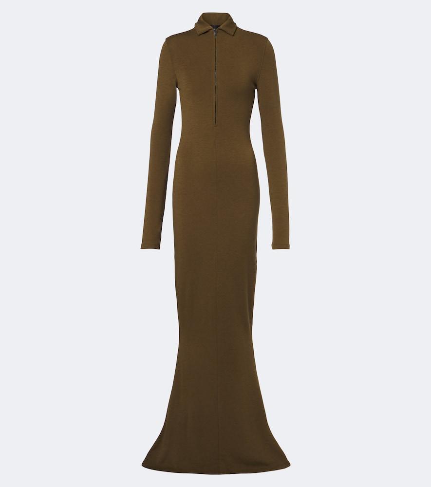 mugler wool-blend jersey polo dress