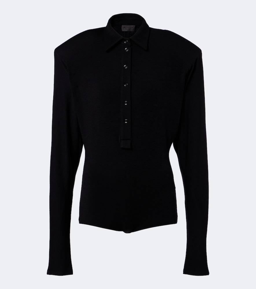 mugler wool-blend polo sweater