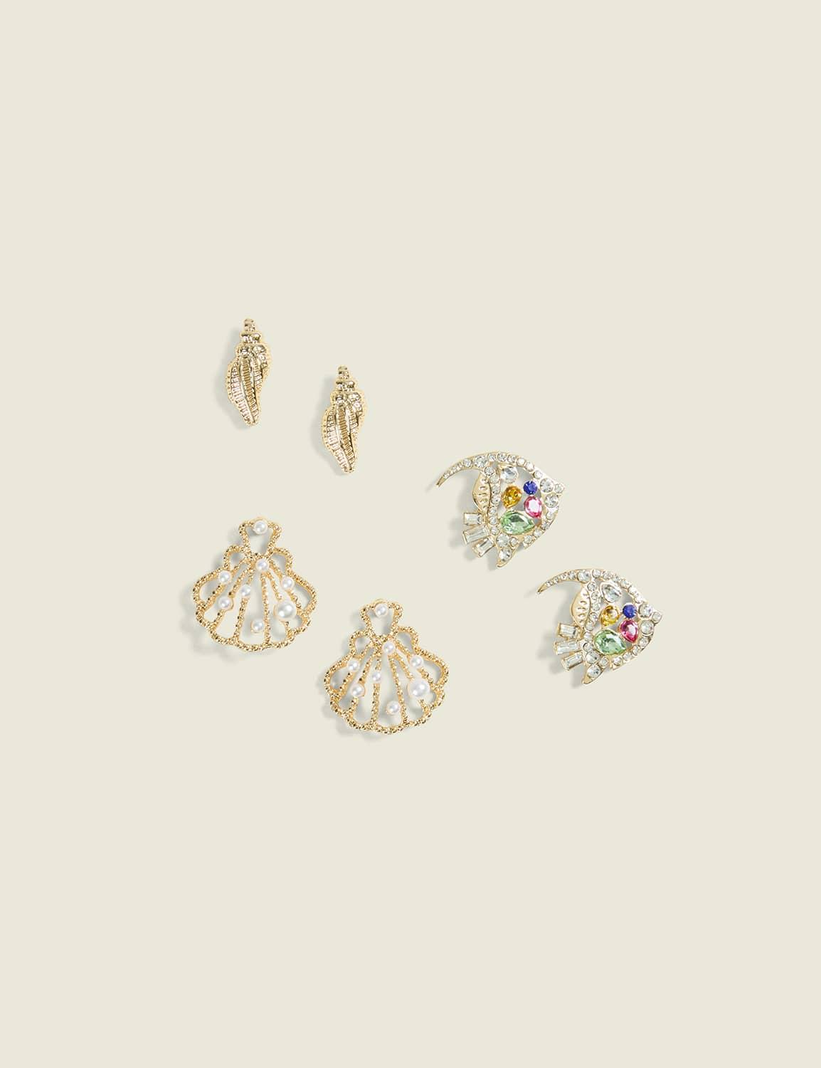 multi-color coastal earrings 3-pack