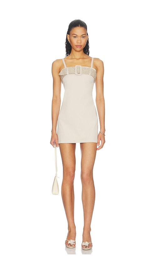my beachy side alba strap denim strap mini dress in neutral. - size l (also in s, m)