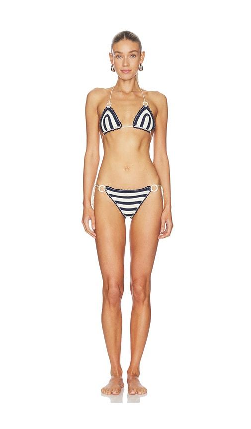 my beachy side bondon hand-crocheted bikini in navy. - size l (also in s, m)