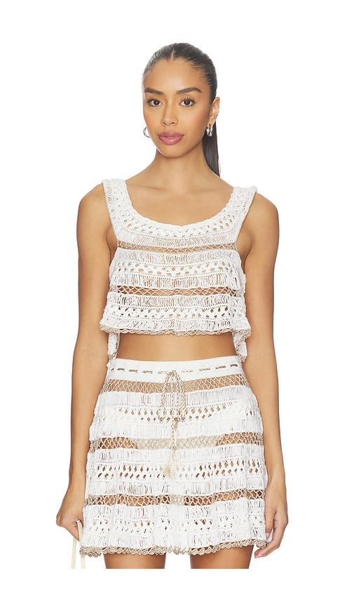 my beachy side cleo hand-crocheted top in ivory. - size l (also in m, s)