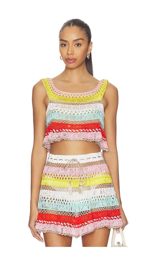 my beachy side cleo hand-crocheted top in white. - size l (also in s, m)