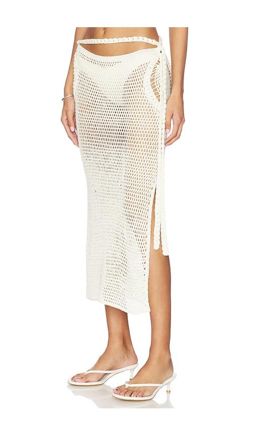 my beachy side dune hand-crocheted maxi skirt in ivory. - size l (also in m)