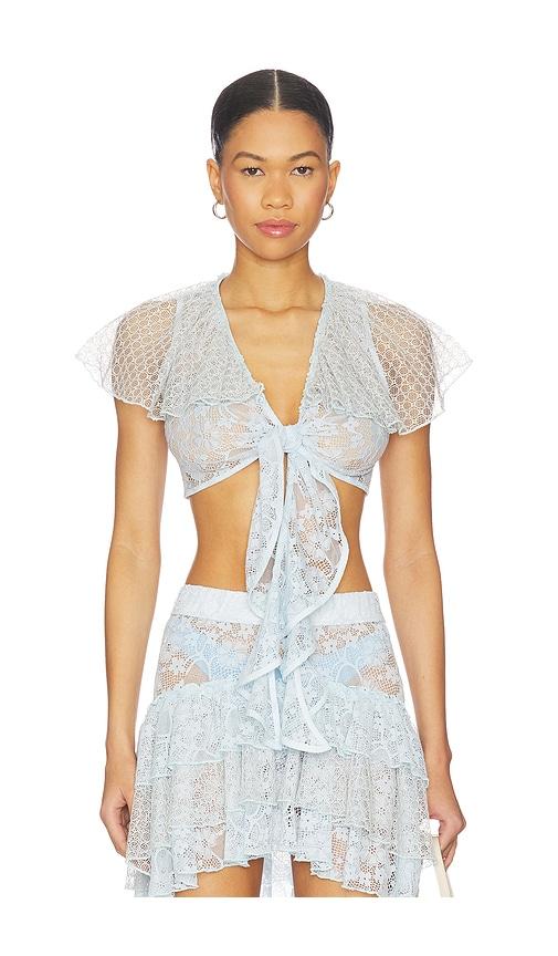 my beachy side lotus top in baby blue. - size l (also in s, m)