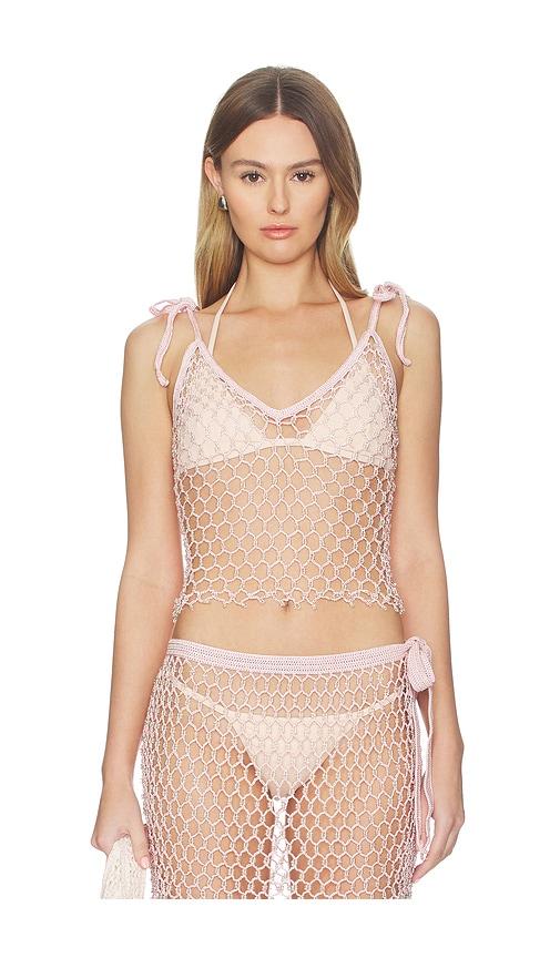 my beachy side lulu hand-crocheted top in rose. - size l (also in m, s)