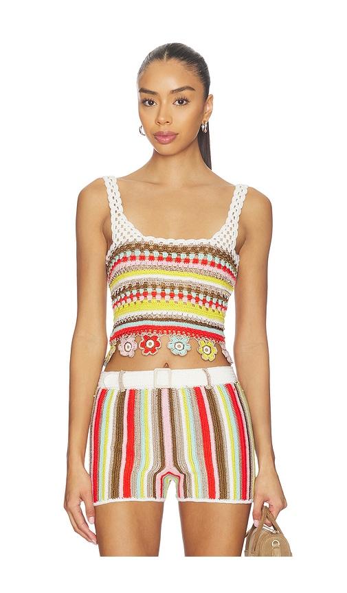 my beachy side noa hand-crocheted top in white. - size l (also in s, m)