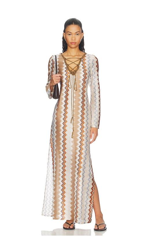 my beachy side vina kaftan maxi dress in multi. - size l (also in m)