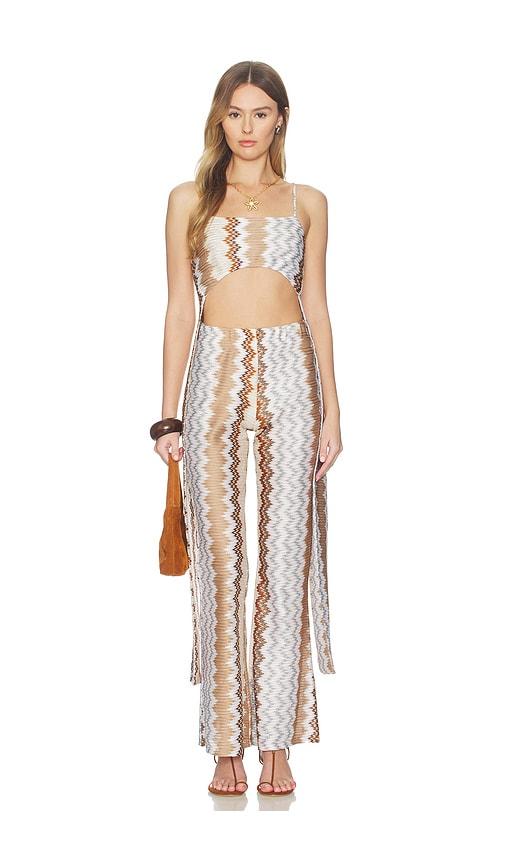 my beachy side vina top in brown,white. - size l (also in m)