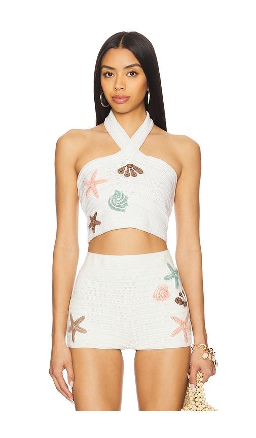 my beachy side x revolve crochet top in ivory. - size l (also in m, s)