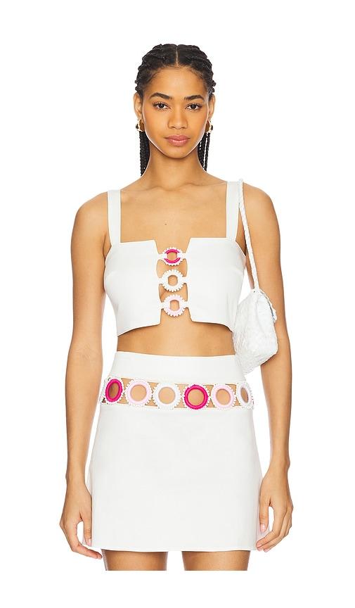 my beachy side x revolve square neck crop top in white. - size m (also in l)