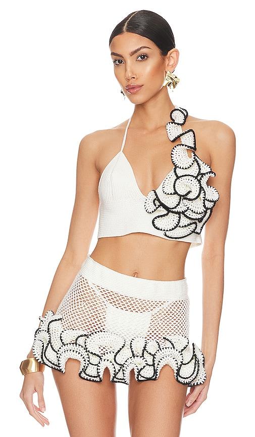 my beachy side x revolve tango halter top in white. - size l (also in m)