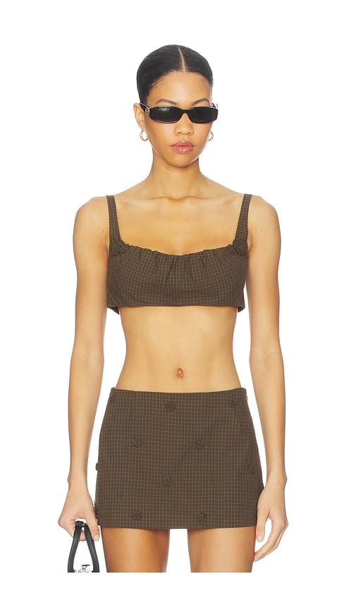 my mum made it rosette check bra in brown. - size l (also in m)