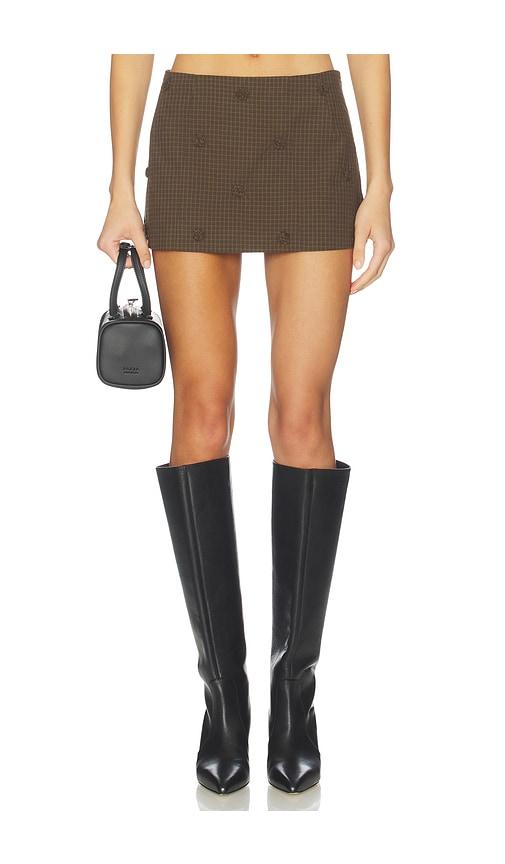 my mum made it rosette check mini skirt in brown. - size l (also in xs, s, m, xl)