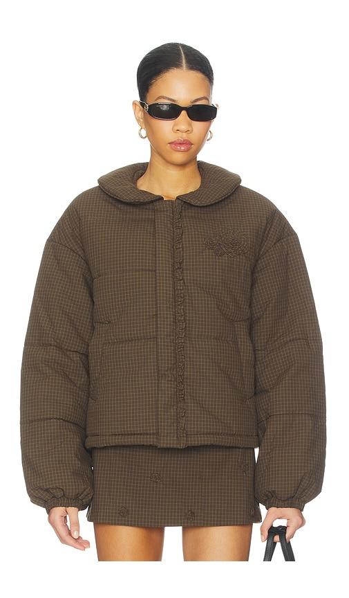 my mum made it rosette puffer jacket in brown. - size m/l (also in xl/xxl)