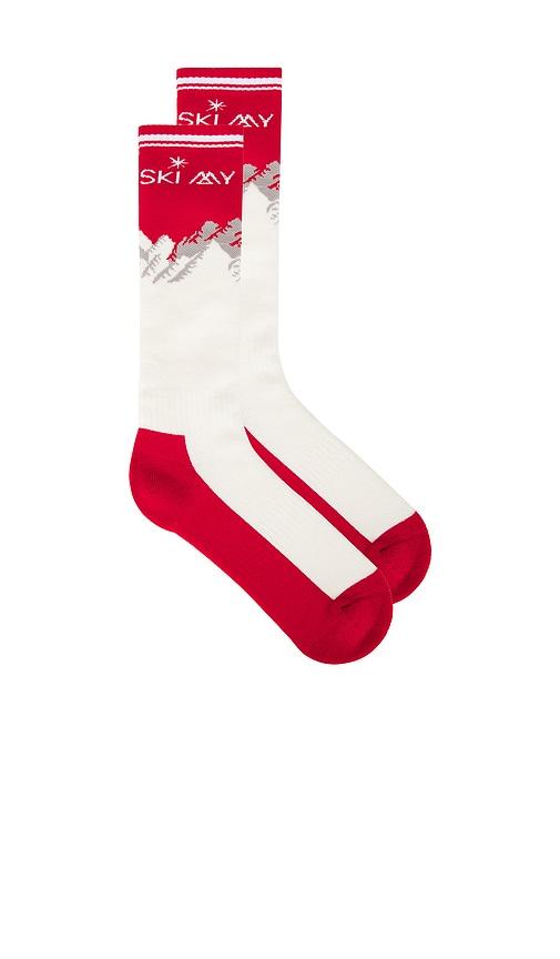 my sunday ski merino ski socks in red,white. - size 1 (also in 2)