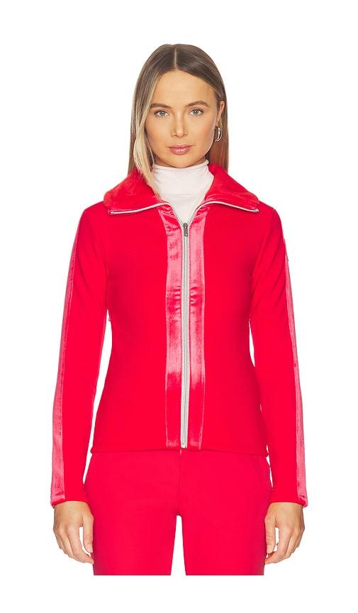 my sunday ski ribbed zip up mid layer jacket in red. - size l (also in m, s)