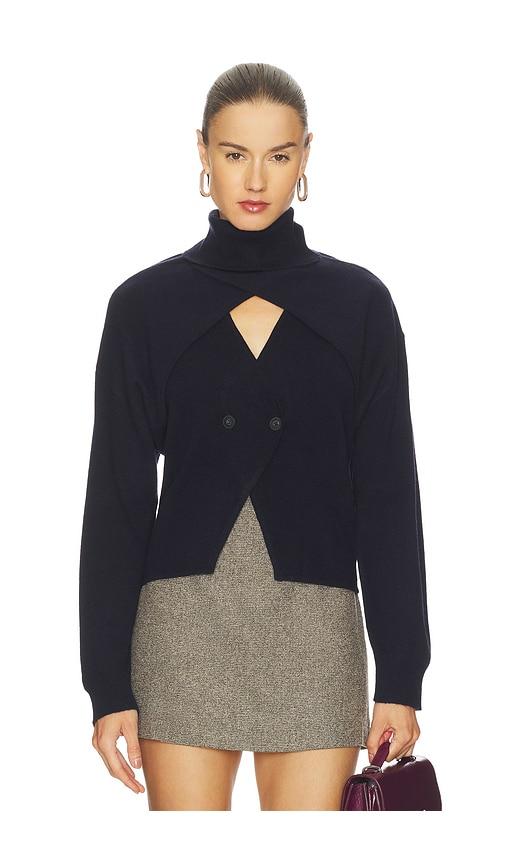 naadam cashmino vest set with reversible bolero in navy. - size m (also in xs)