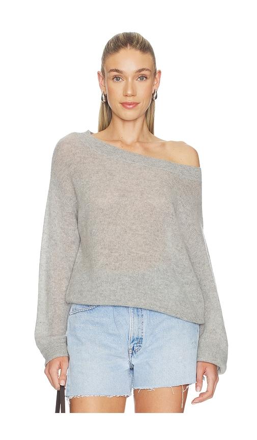 naadam cloud cashmere open crewneck in grey. - size m (also in s, xs)