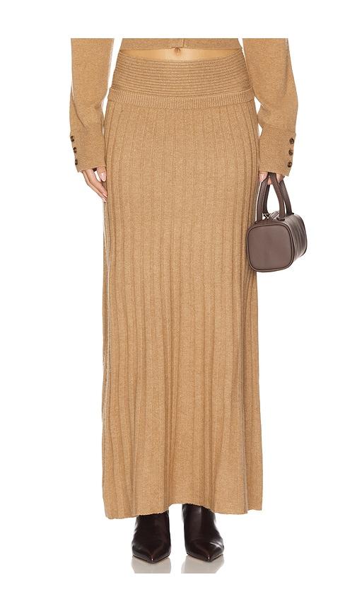 naadam premium cashmino ribbed skirt in brown. - size m (also in s)