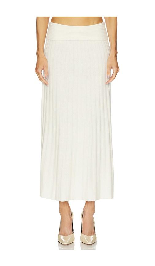 naadam premium cashmino ribbed skirt in white. - size l (also in m)