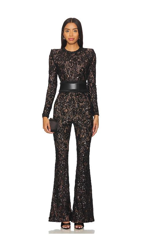 nadine merabi bella jumpsuit in black. - size 10/l (also in 4/s, 6/sm, 8/m)
