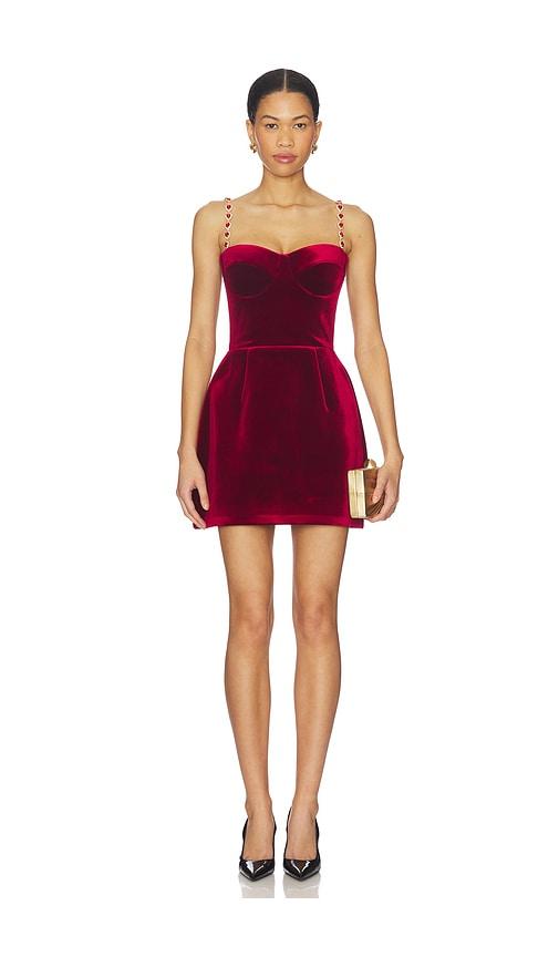 nadine merabi harley red velvet mini dress in red. - size 6/sm (also in 8/m)