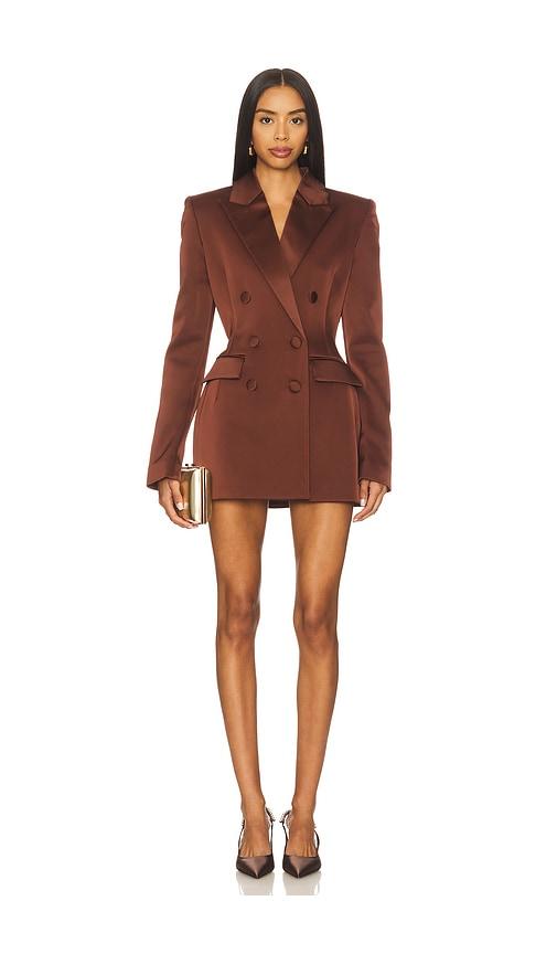 nadine merabi monica satin blazer in brown. - size 2/xs (also in 6/sm)