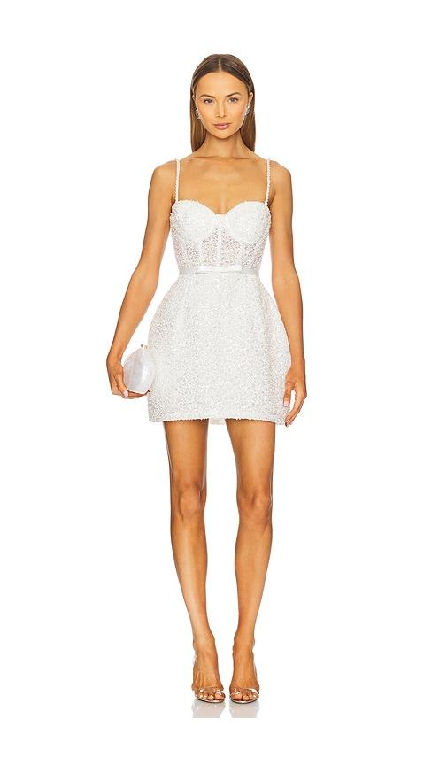 nadine merabi tulip mini dress in metallic neutral. - size 10/l (also in 2/xs, 8/m)