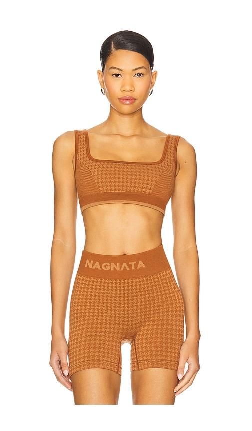 nagnata houndstooth wool bralette in brown. - size l (also in m)