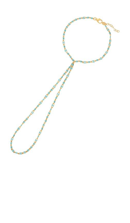 naiia x revolve turquoise link hand chain in teal.