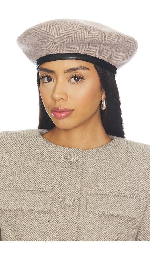 naked wardrobe suiting chevron beret in taupe.