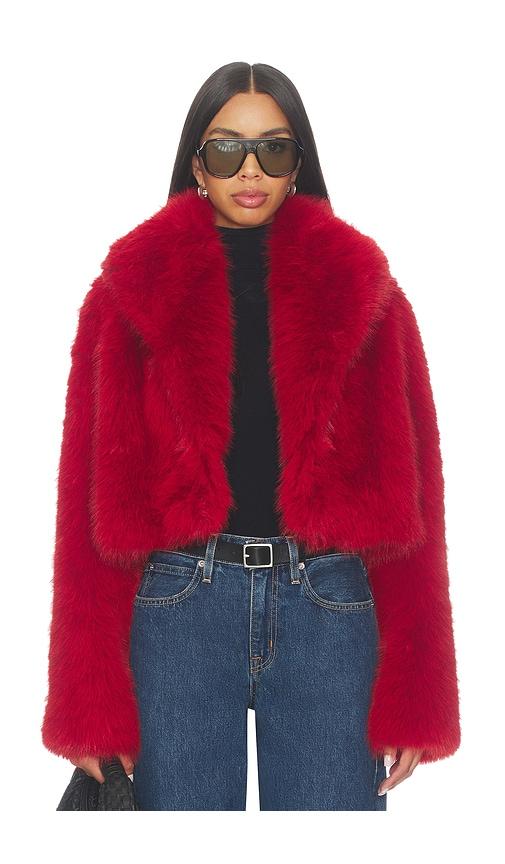 nakedvice the delaney cropped fur jacket in red. - size s (also in xs)