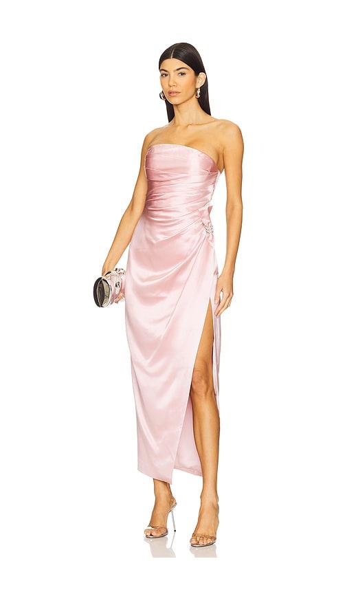 nana jacqueline emilia satin dress in blush. - size l (also in m, s)