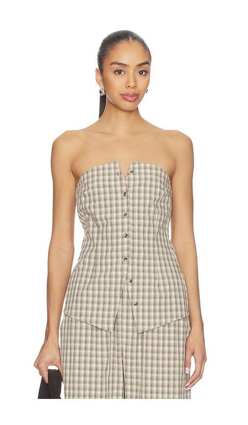 nanushka brites top in cream,grey. - size l (also in m, s)