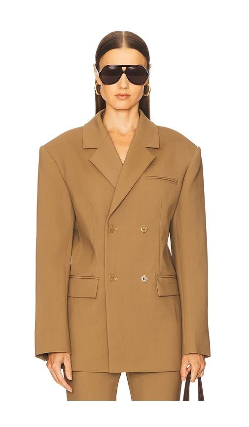 nanushka diante blazer in brown. - size l (also in xs)