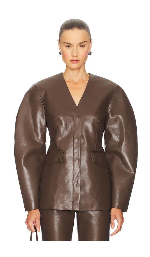 nanushka erina jacket in chocolate. - size s (also in xs)