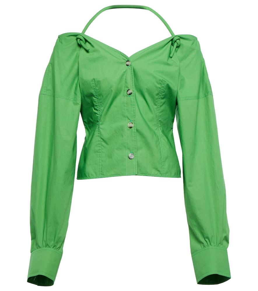 nanushka tami cotton poplin halterneck top