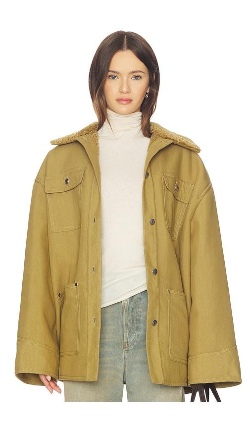 nanushka zonta jacket in taupe. - size l (also in xs, s, m)