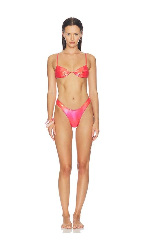 naranja furcado latex splash apple bikini set in red. - size l (also in s, m)