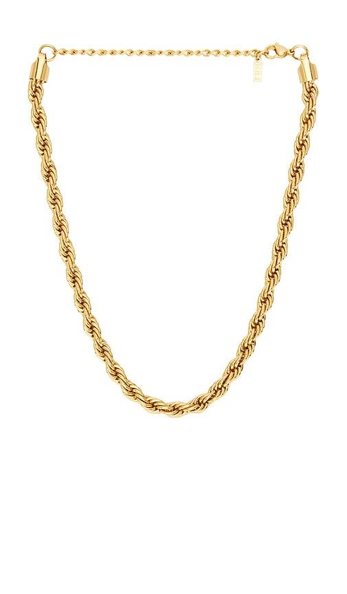 natalie b jewelry donatella rope chain necklace in metallic gold.