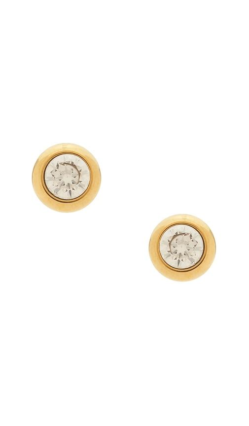 natalie b jewelry dylan cz stud earring in metallic gold.