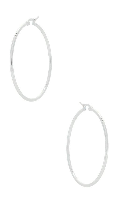 natalie b jewelry frankie hoop earring in metallic silver.