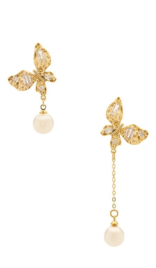 natalie b jewelry she's a flutter earring in metallic gold.