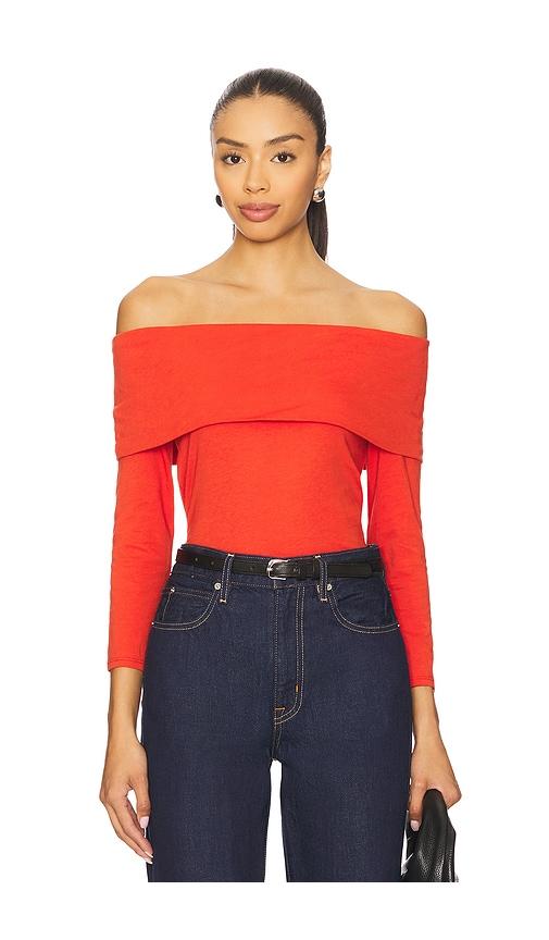 nation los angeles alexi off the shoulder t-shirt in red. - size l (also in s, xs)