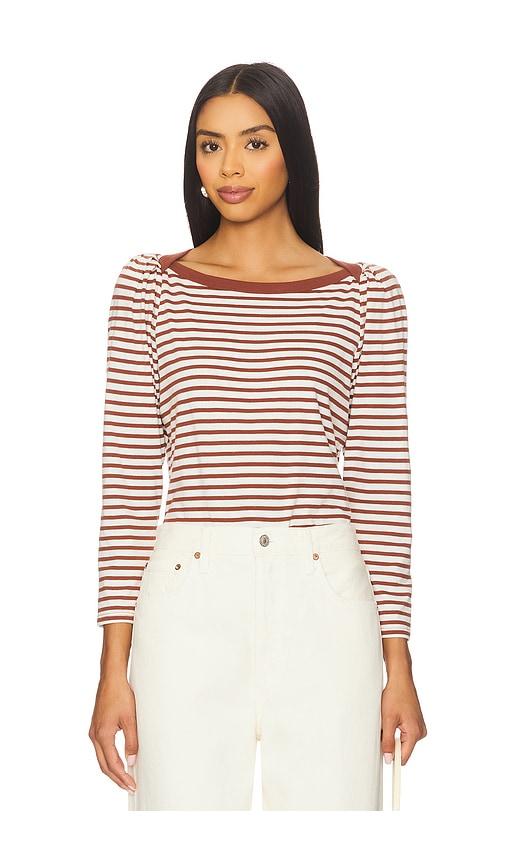 nation los angeles amelie envelope neck top in brown. - size l (also in xs)