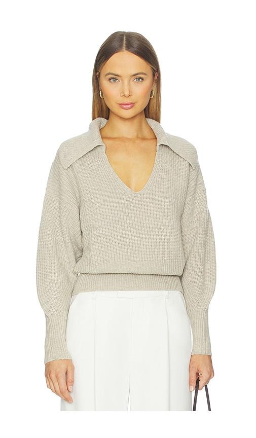 nation los angeles ashton collared pullover in tan. - size l (also in xs, s, xl/1x)