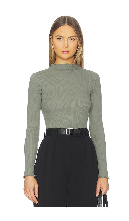 nation los angeles brenna mock neck top in grey. - size l (also in xs)