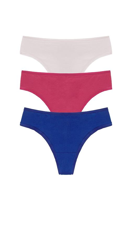 natori bliss bare cotton thong 3-pack in red. - size l (also in xs, s, m, xl/1x)